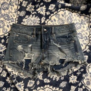 American Eagle Outfitters Blue Jean Shorts Distressed Frayed Hem